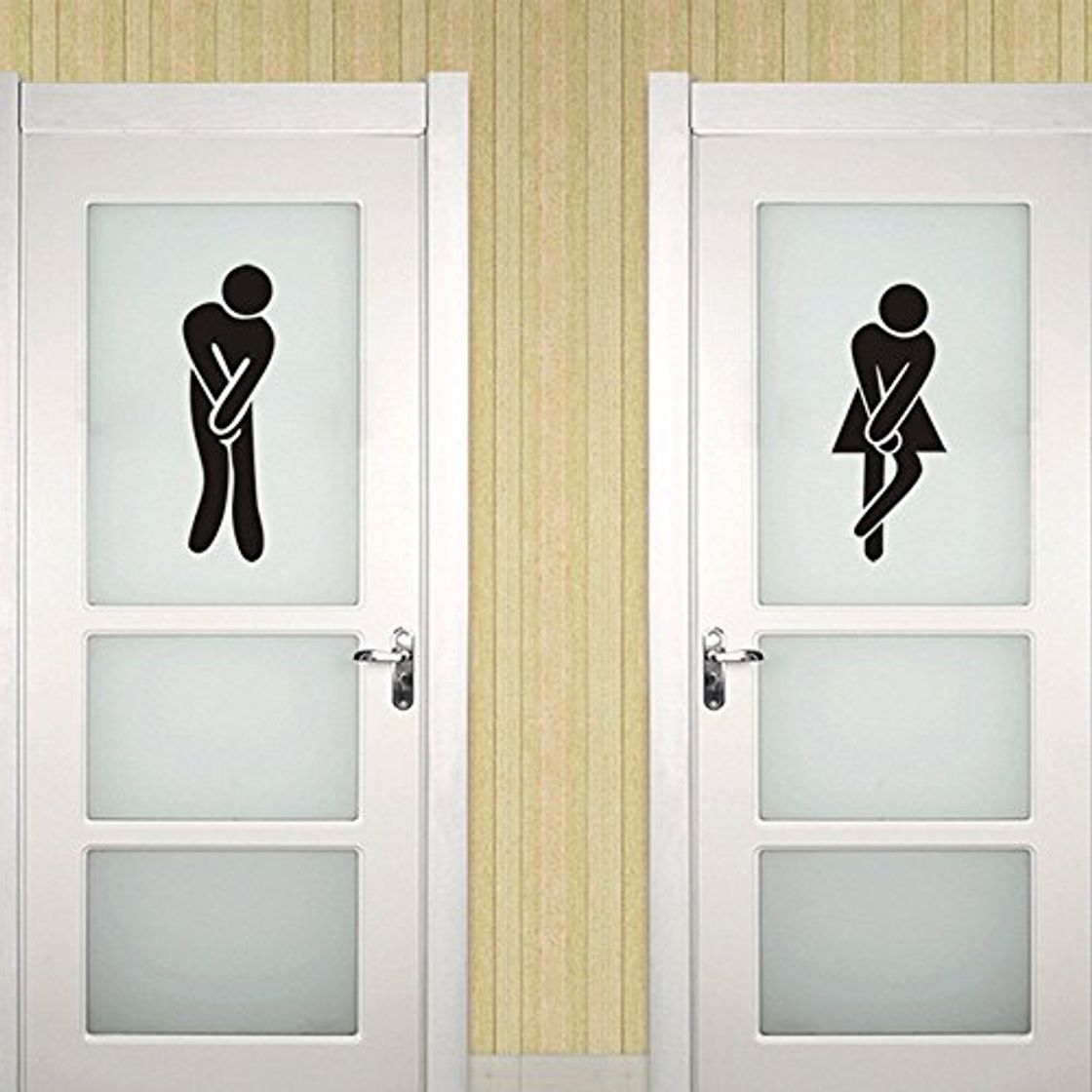 Products ufengke Unisexo Toilet Firmar Puertas Pegatinas de Pared Adhesivos de Pared de Vinilo Negro DIY Decorativo Extraíble Male & Female Logo Entrance Common Use Comfort Room para Hombres y Mujeres