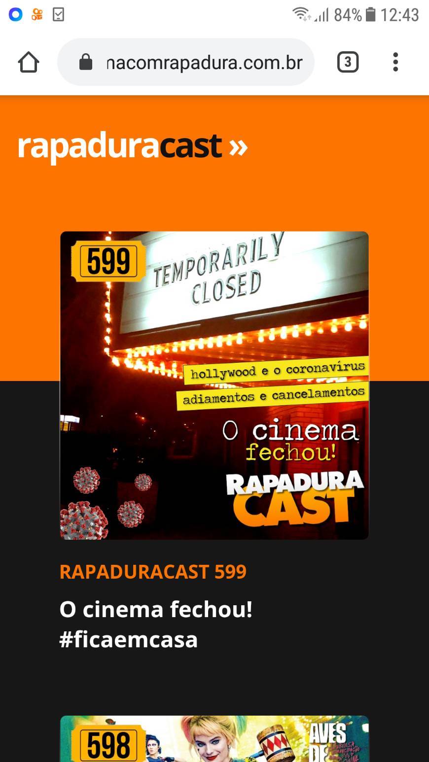 Fashion rapaduracast - O cinema fechou #fiqueemcasa 