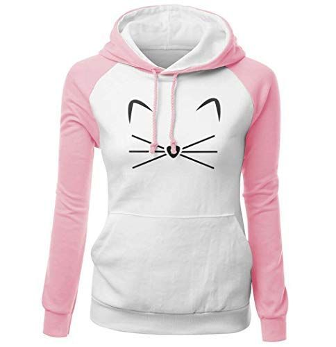 Fashion Blusa de Moletom Feminina Gatinho Meow