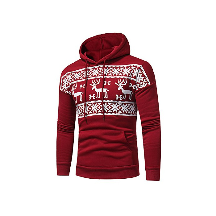 Social Cebbay Liquidación Men's Sweatshirt Hooded Christmas Print Animal Pattern Autumn and Winter