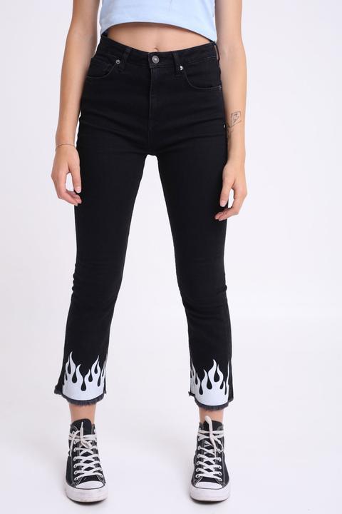 Fashion Jeans crop flare llamas