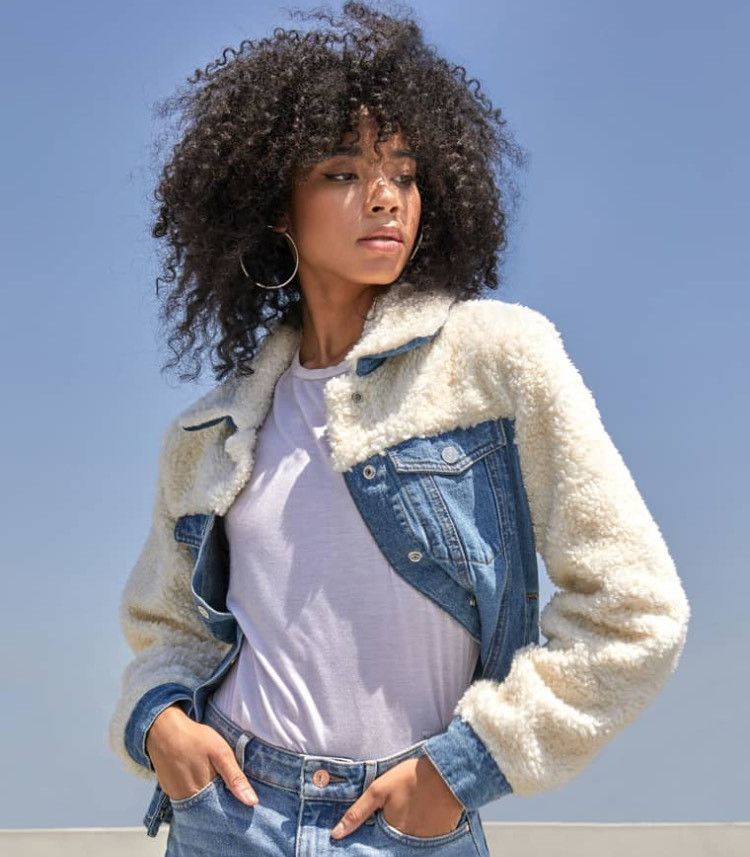 Moda Denim And Faux Fur Jacket