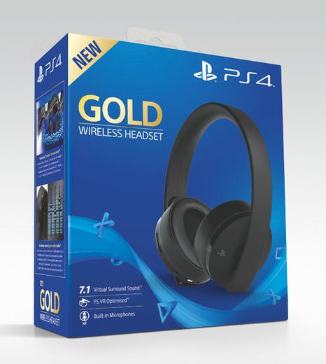 Sony - Gold Black Wireless 7.1 Gaming Headset Fortnite Neo Versa Bundle