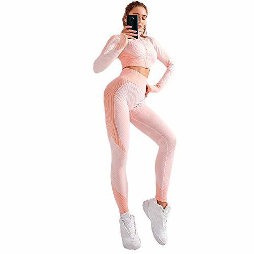 Moda Women Seamless Yoga Set Fitness Sports Suits Gym Cloth Long Sleeve Zippered