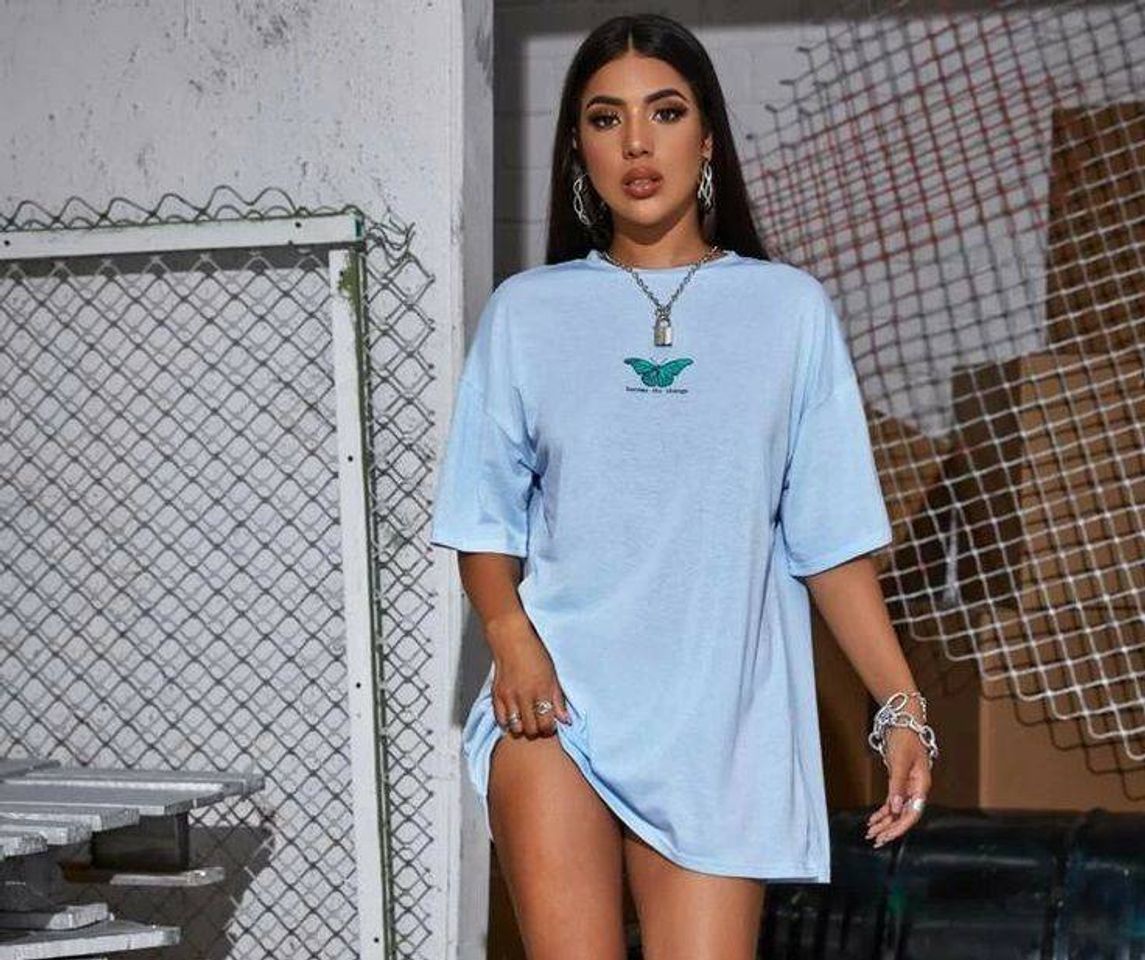 Social Become the Change Butterfly Graphic Longline Tee | SHEIN USA