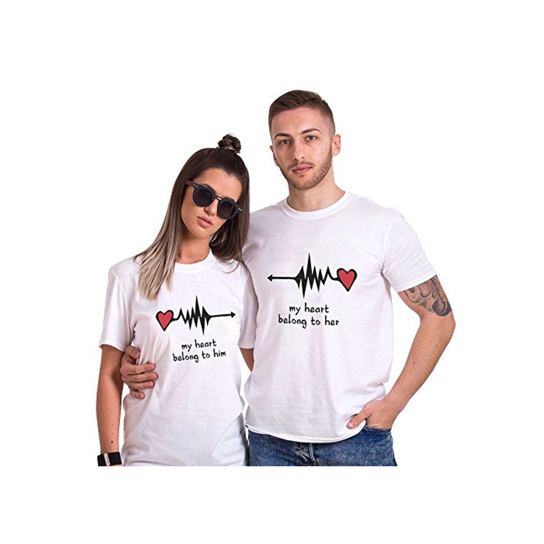 Fashion Camiseta King Queen Pareja Shirt Impresión Corazón 100% Algodón T-Shirt Parejas para