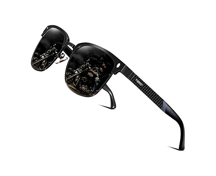 Social ATTCL Hombre Gafas De Sol Polarizadas Estructura De metal Al-Mg 8-188 Black