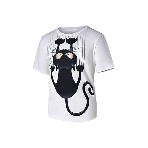 Camisas Hombre Manga Corta LANSKIRT Unisex Camiseta de Pareja con Estampado de