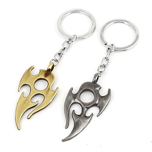 Lugares 2 Pcs Grey Tone Ouro fogo Pingente Keyring Pendure Decoração