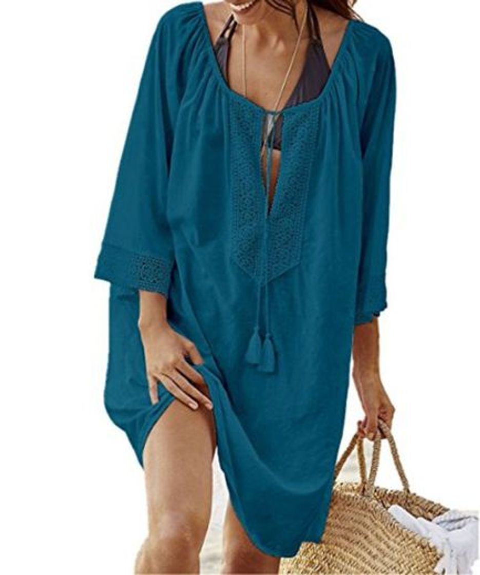 Producto AiJump Pareo de Algodón Encaje Vestido de Playa Bikini Cover Up para