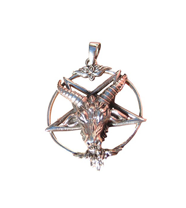 Elemento de la categoría hogar Cabra de plata 925 Baphomet pentagrama satánico invertida colgante collar 925 Silver