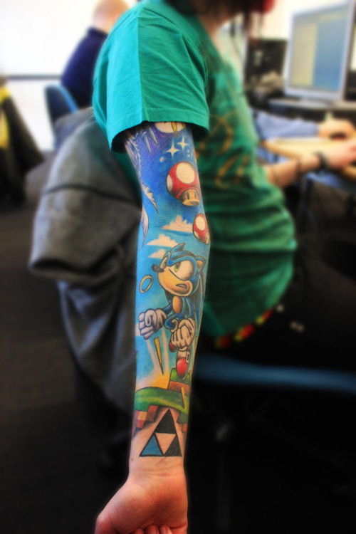 Fashion Tatto Sonic Mario Bros Geek Nerd