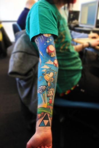 Tatto Sonic Mario Bros Geek Nerd