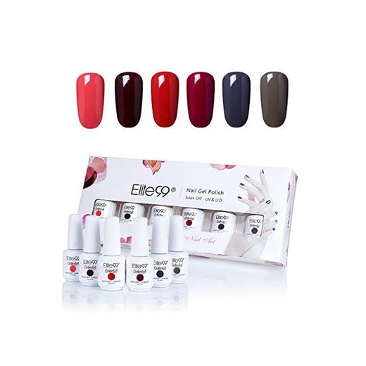 Elite99 6PCS Kit de Esmalte de Uñas de Gel UV LED Color