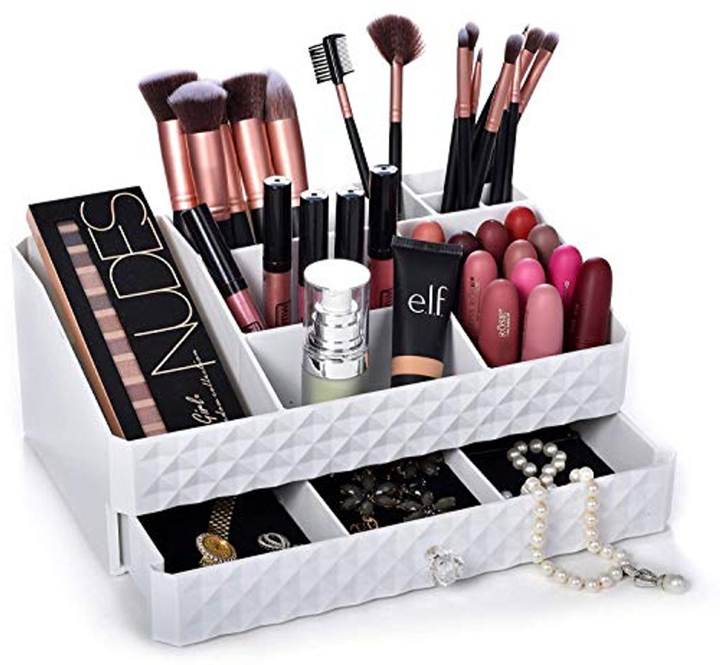 Dawoo Caja de maquillaje blanco caja de cosméticos multifuncionales caja de cosméticos joyería caja de cosméticos caja de cosméticos