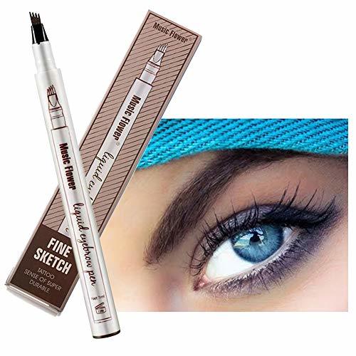 Belleza Lapiz de Cejas Waterproof, Tattoo Eyebrow Pen con Cuatro 4 Puntas Duraderas