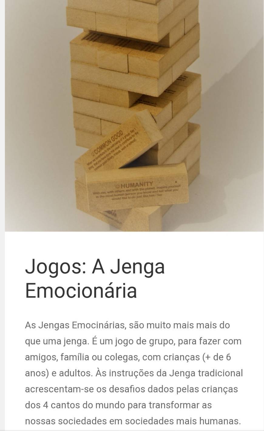 Producto Jenga emocionaria