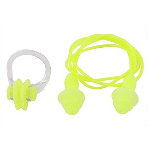 DealMux Desportos Aquáticos Natação Earplugs clipe Nasal amarelo Claro Set 2 em