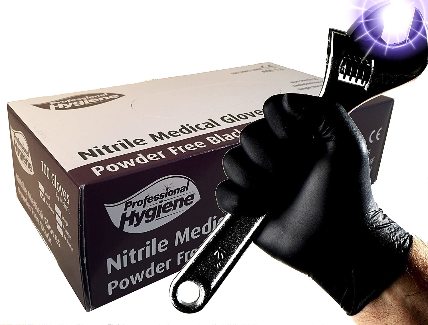 Social Guantes médicos desechables, resistentes, de nitrilo, de color negro, sin polvo, caja