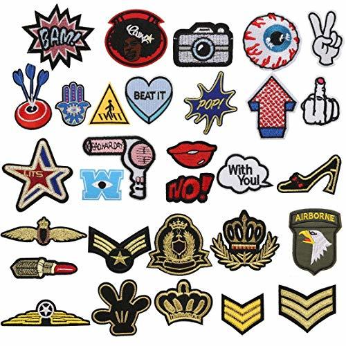 Productos Patch Sticker, Tatuer 30 Piezas Hierro en Parches Pegatina de Parche Costura