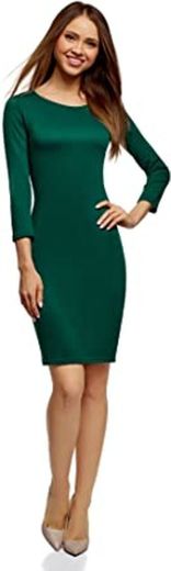 oodji Collection Mujer Vestido Midi con Escote en la Espalda, Verde, ES