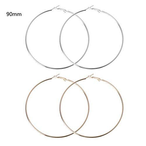 Places ZOOMY Hoop Earrings 2 Pairs Super Big Round Circles Hoop Earrings Golden