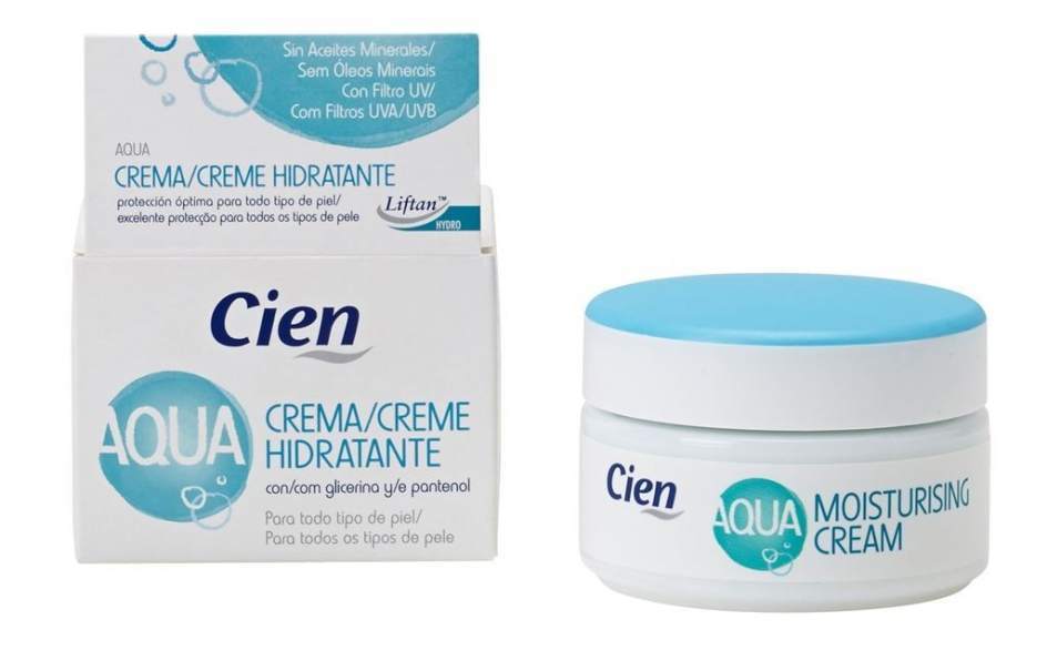 Belleza Crema Cien Aqua Hidratante con Glicerina y Pantenol