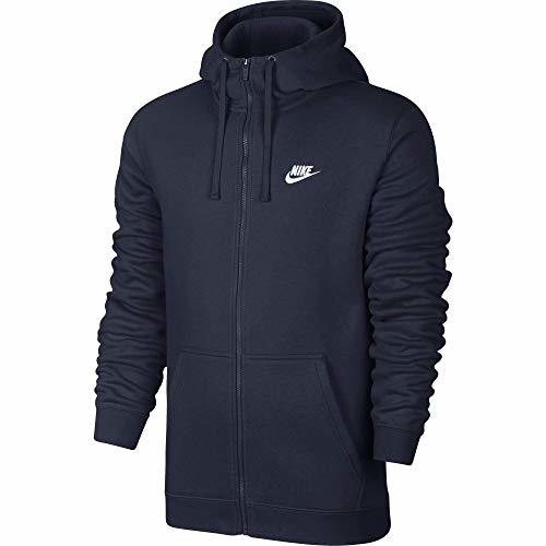 Fitness Nike Club Hoodie Ft Sudadera con Capucha y Cremallera Completa, Hombre, Negro