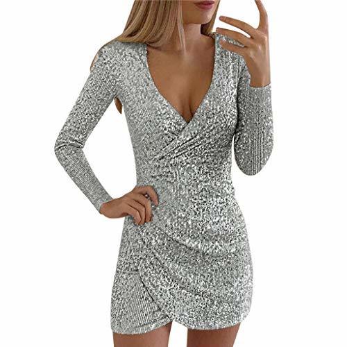 Moda PAOLIAN_Vestido Para Mujer Vestidos para Mujer Fiesta Cortos Sexy Invierno Lentejuelas