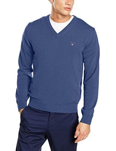 GANT Lambswool V-Neck suéter, Azul