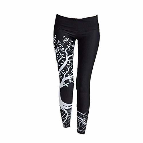 BaZhaHei Mujer Pantalones Largos Deportivos Patrón de árbol Leggings para Running