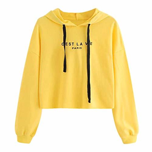 Moda Women Sweatshirt Hoodies Short Letter Casual Long Sleeve Jumper Pullover Solid Blouse