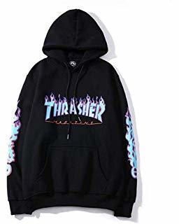 Medress Sudadera con Capucha de Manga Larga para Mujer Thrasher Jersey con