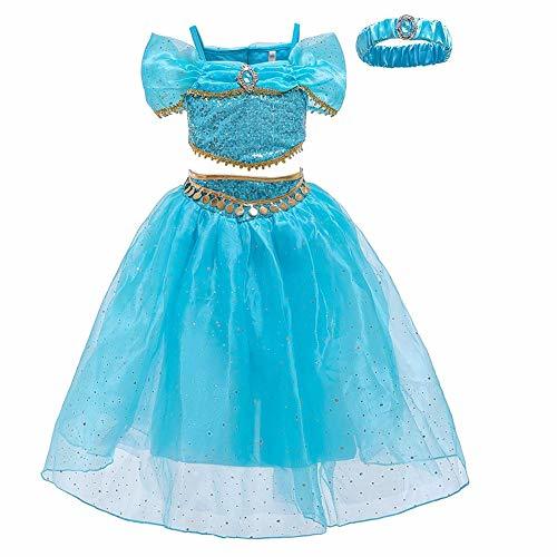 Place OwlFay Disfraz de Princesa Jazmín Vestidos de Carnaval Fiesta Aladdin Traje Cosplay
