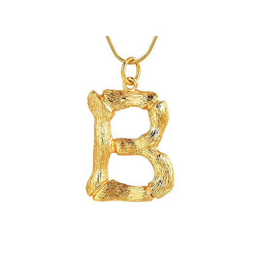 FOCALOOK Cadena de Oro Hombre Collar de Colgante Nombre Inicial Alfabeto A-Z