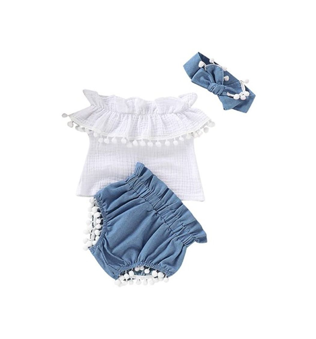 Fashion Conjunto de calções, top e fita para menina