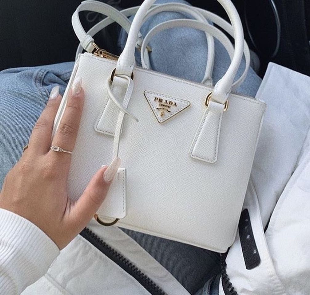 Moda White mini prada tote