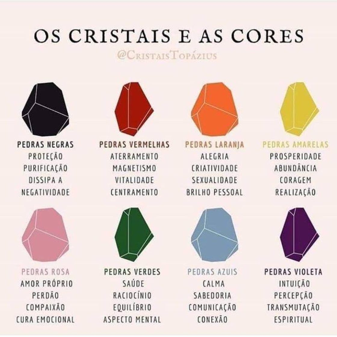 Moda Cores de cristais e os significados