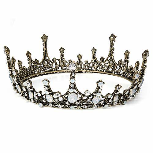 Fashion Czemo Tiara de Novia para Mujer Corona Barroca Cabello Joyería Rhinestone Diadema