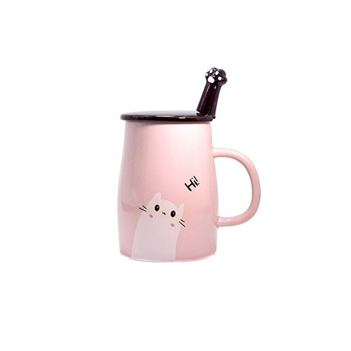 Social Taza Linda del Gato Taza de café de cerámica con Cuchara de