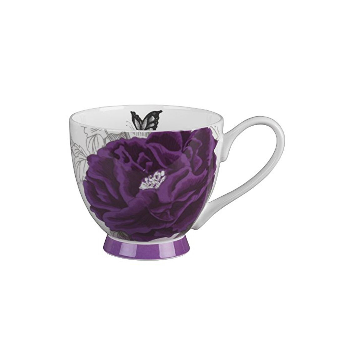 Social inspire Diseño de Flores Portabello Morado de Porcelana Taza con Base 2ND