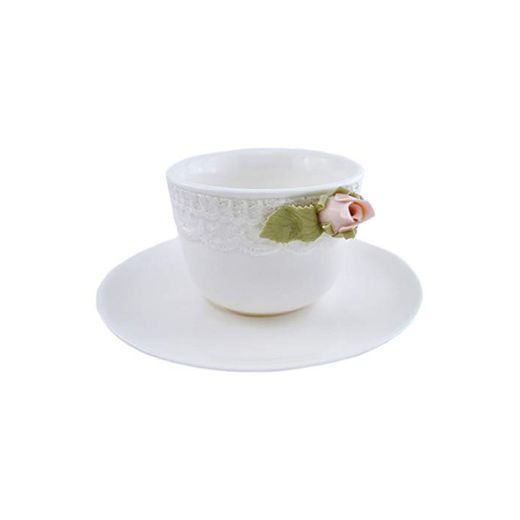 Taza de café hervit Modelo Romance con platillo Porcelana degustación Mango a Rosa Regalo Bodas 18749