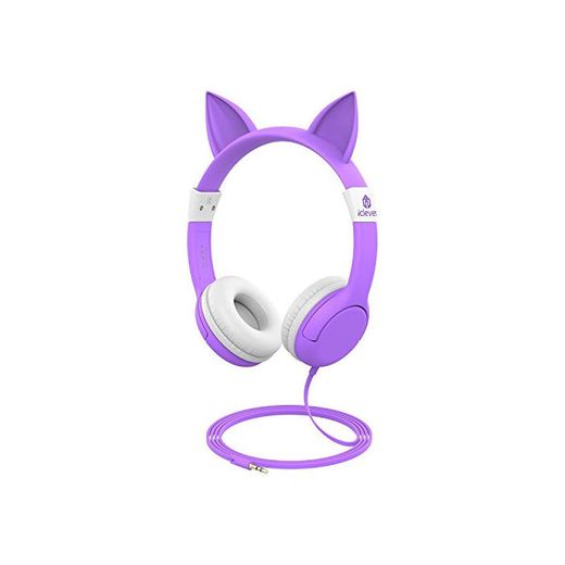 Auriculares para niños, iClever Volumen Limitado Cascos para niños sobre el oído