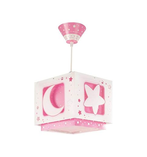 Dalber Moon Light Lámpara de Techo Infantil Luna y Estrellas MoonLight Rosa