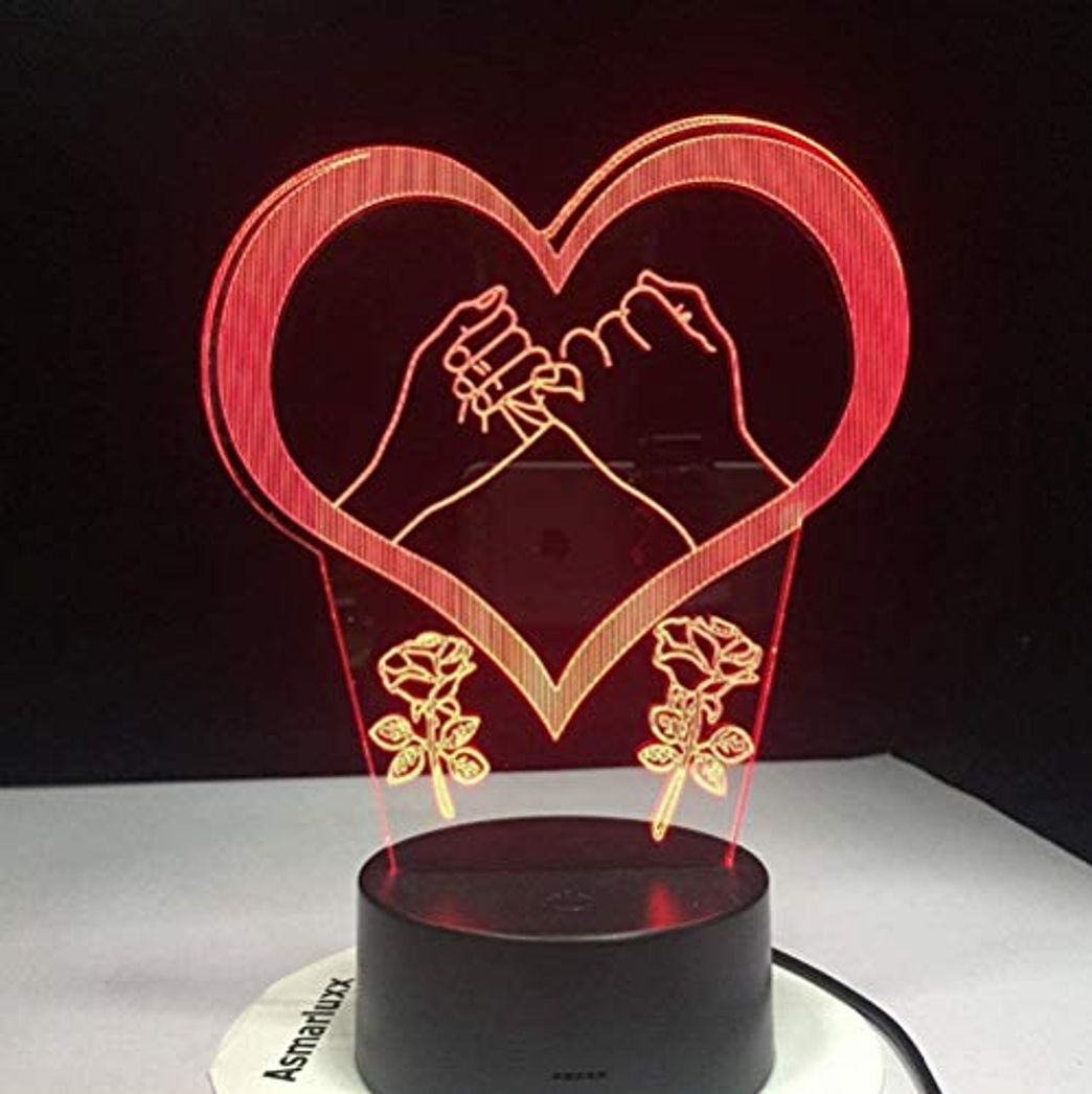 Product De la mano Pinky Swear Promise Love Heart Lámpara LED 3D 7 luces de noche cambiadas de color Lámpara de mesa para niños Regalo de Navidad Regalo de amor