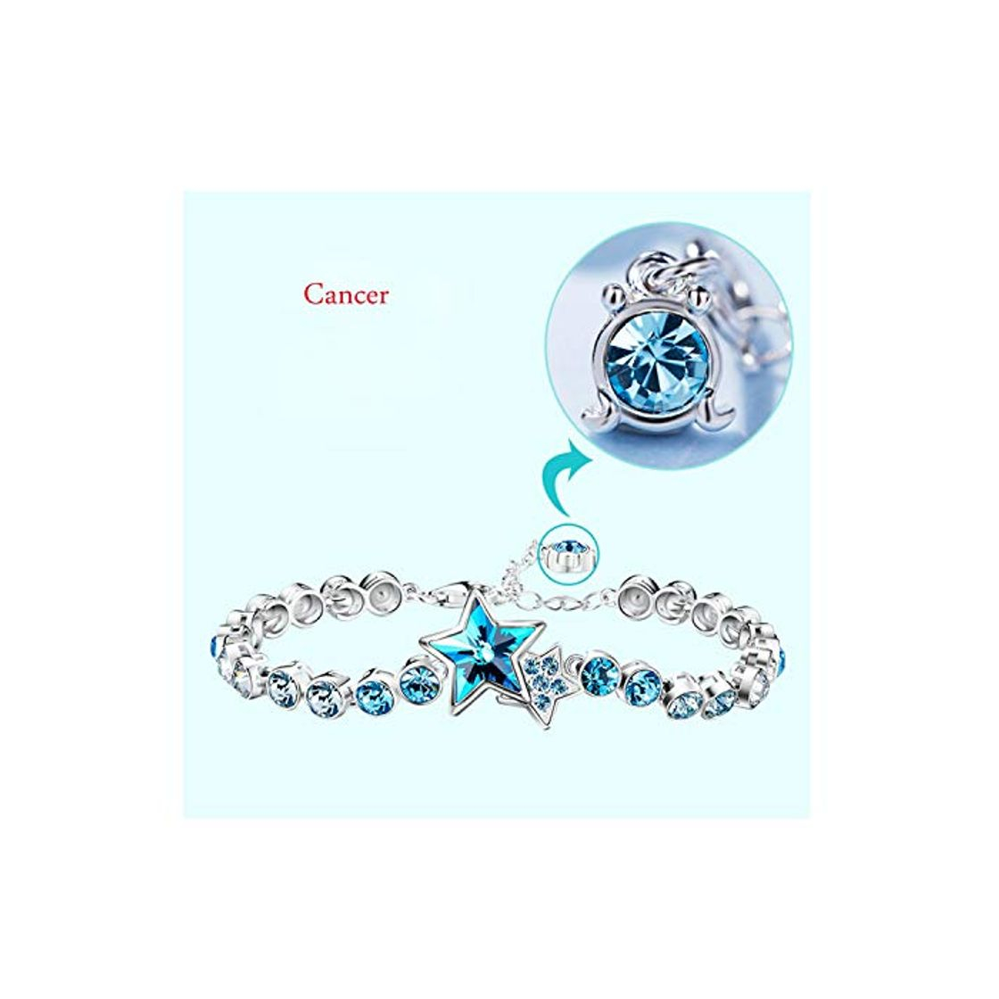 Social Epinki Plata de Ley 925 Mujeres Pulsera Dobles Severo Forma Brilla Las Pulseras Encanto Pulsera Cancer con Azul óxido de Circonio