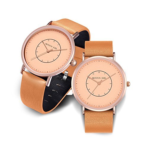 Lugar Relojes de Pareja Ultrafinos Tono Dorado Rosa Cuarzo analógico Clásico Banda de