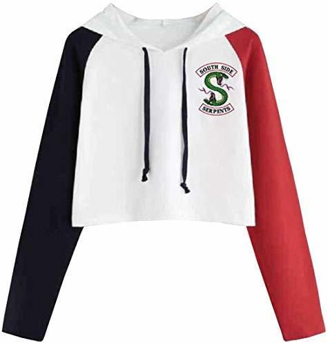 EMILYLE Mujer Riverdale Serpiente Pop Sudadera Corta Deportiva Fútbol Hombro Coloreado M