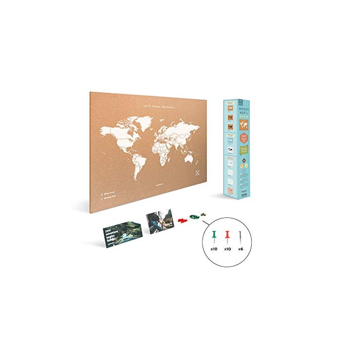 Social Miss Wood 8436563400032 Map L - Mapa del mundo de corcho, Natural