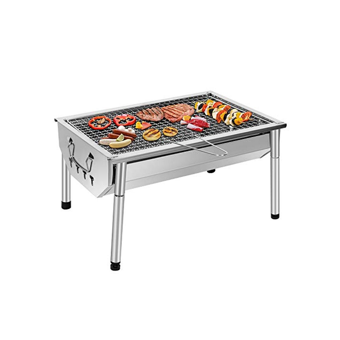 Social SunJas Barbacoas Portátiles Barbacoa de Carbón de Acero Inoxidable con Parrillas y